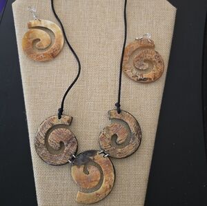 Artistic Swirl Pendant Necklace and Earring Set
